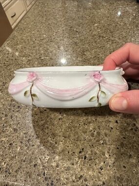Vintage I. W. Rice Porcelain Floral Trinket Dish/Soap Dish made in Japan